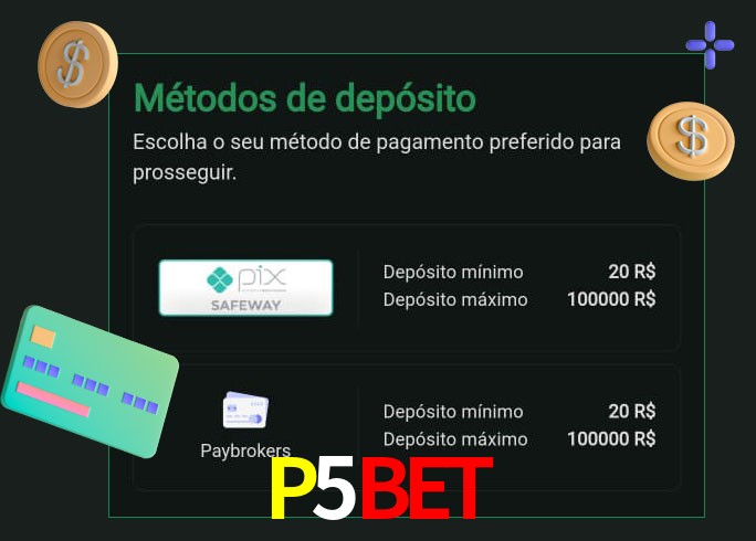 O cassino P5BET oferece uma grande variedade de métodos de pagamento